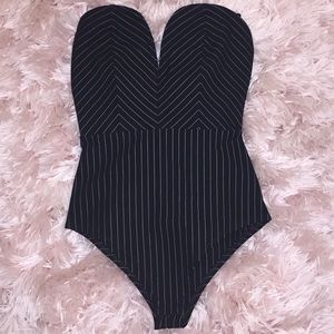A strapless body suit.